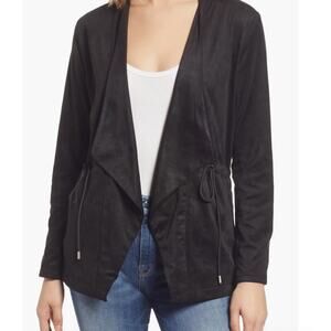 Women's Blanknyc Faux Suede Drapey Jacket, Size Small - Black 76X-5411NO